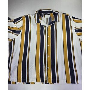 Nova Men Button-down Short Sleeve Striped Blue/Gold XL